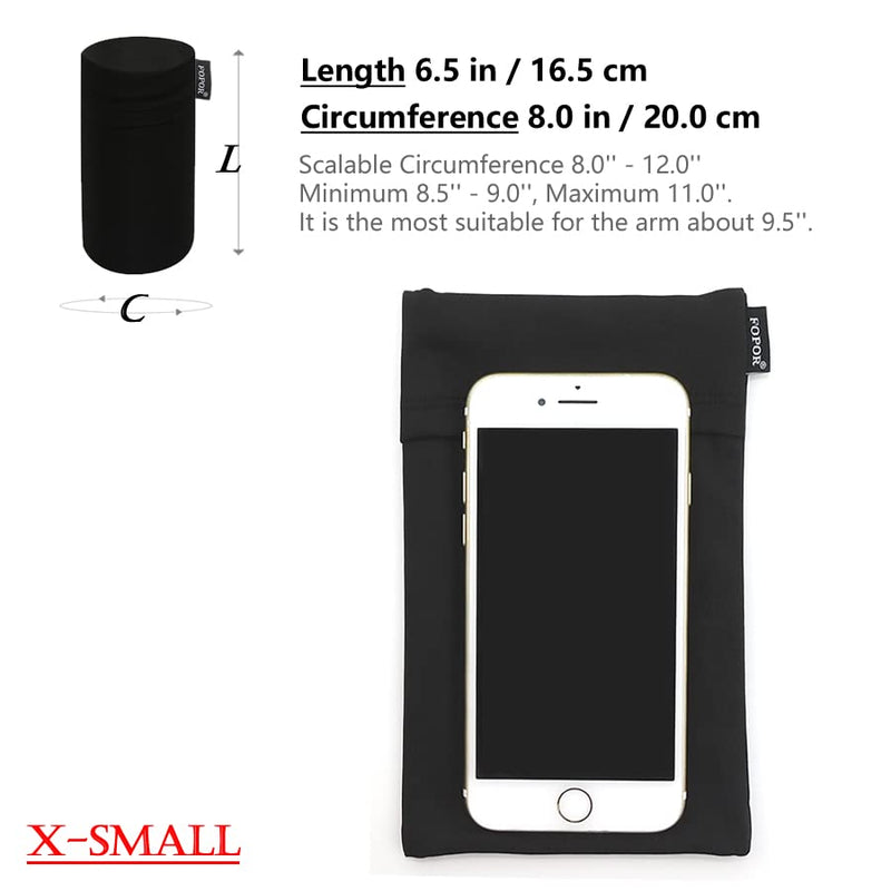 [Australia - AusPower] - Smaller Thinner XSmall Cell Phone Armband for Fitness Workouts Gym Exercise Working Out Training Marathon Walking Skating Riding Cycling Gardening Yoga Armband Sleeve for Thin Women Men/XSmall/Black Black / X-Small X-Small: Armband Circumference 8.0'' 