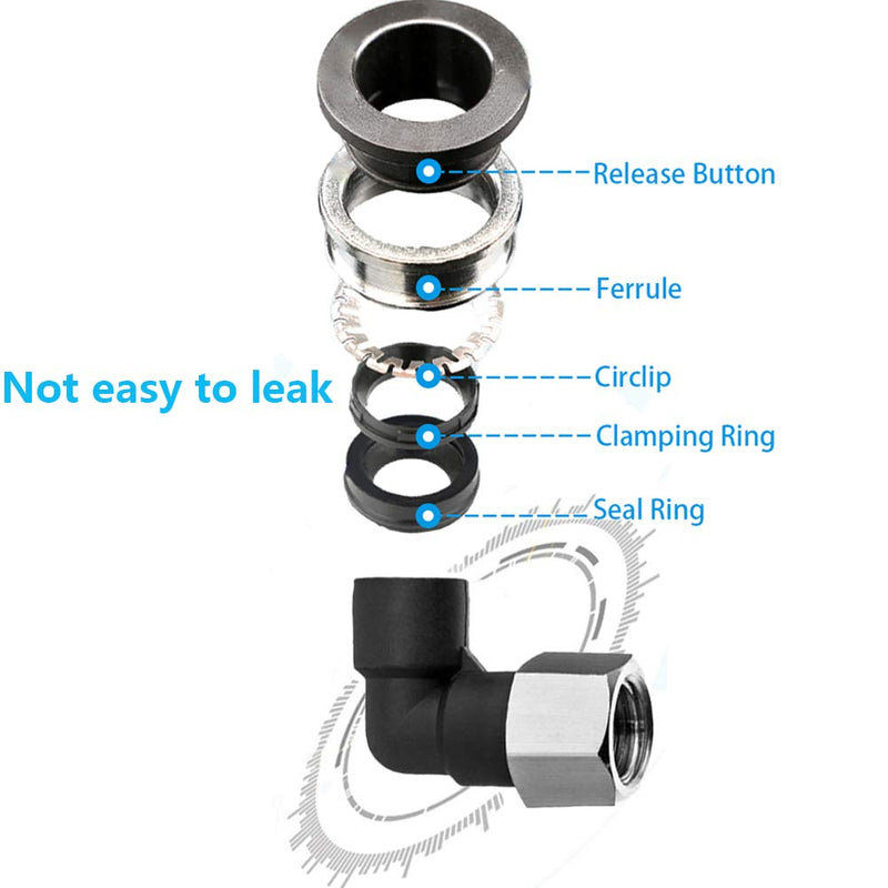 [Australia - AusPower] - Jienk 5PCS Pneumatic Female Elbow 1/4" Tube OD x 1/8" NPT Thread Push to Connect Air Fittings, 90 Degree NPT Female Nickel Plated Brass Air Line Quick Connector for Air Compressor 1/4" OD x 1/8" NPT Female 