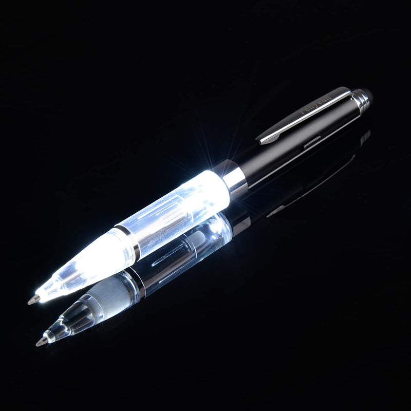 [Australia - AusPower] - Pen With Light and Stylus Tip (2 cts), Penyeah 3 in 1 Light Up Pens with Rubber Tip Stylus for Touchscreens, Bright Light Pen for Writing in the Dark (White/White) 2White 