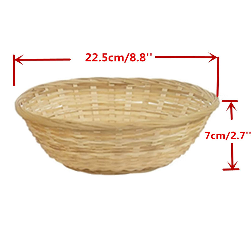 [Australia - AusPower] - LONG XIN SERIES 4 Pcs 9 Inches All-Purpose Rustic Round Display Basket Bamboo Handmade Basket for Kitchen Organization Stackable Storage 