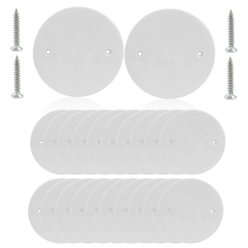 [Australia - AusPower] - Unlorspy 24 Pcs White Plastic Ceiling Blank, 4 inch Flat Round Wall Hole Cover Circle Wall Plate Ceiling Cover Plate with Screws for Ceilings or Wall 