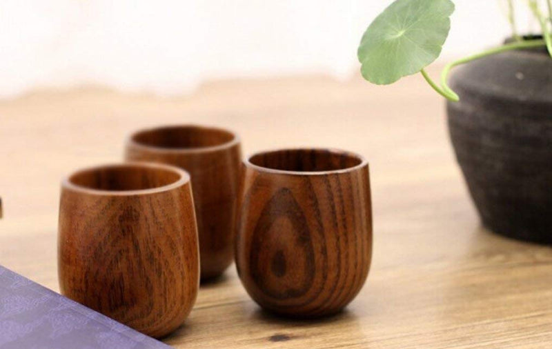 [Australia - AusPower] - Wooden Tea Cups Top Grade Natural Solid Wood Tea Cup 4 Pack,Wooden Teacups Coffee Mug Wine Mug for drinking Tea Coffee Wine Beer Hot Drinks,100-200 ML 