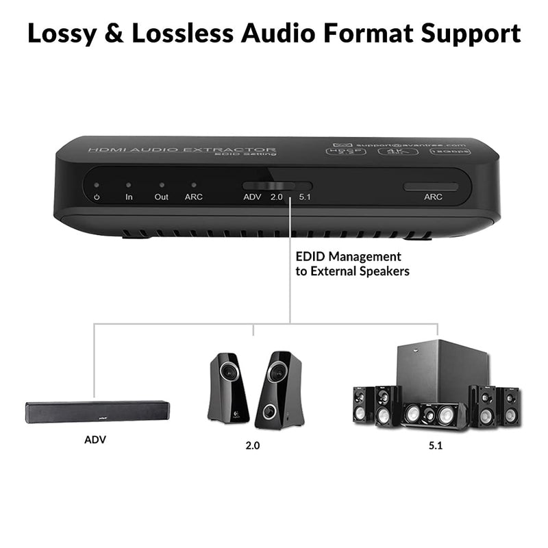 [Australia - AusPower] - Avantree HAX04 HDR HDMI ARC Audio Extractor with Optical and Analog Audio Output Supporting lossy and Lossless Surround Sound, UHD 4K @ 60Hz, HDMI 2.0, HDCP 2.2, Pass-Through CEC with EDID Management 