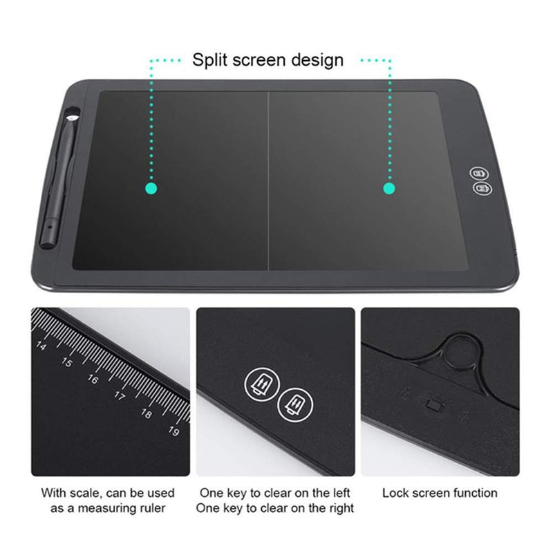[Australia - AusPower] - Split Screen Deletion 12 Inch LCD Writing Tablet Electronic Writing Drawing Doodle Board Digital Memo Board Gift for Kids and Adults at Home, School and Office for 3+ Years Old Boys and Girls 