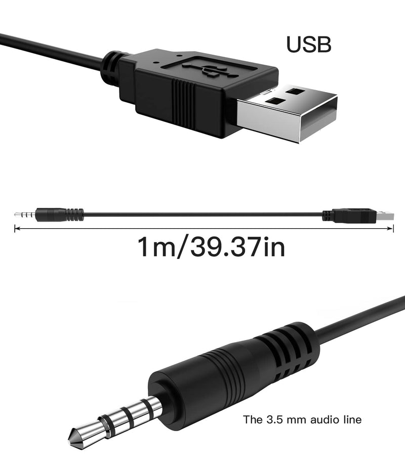 [Australia - AusPower] - BERLAT 3.5mm Male AUX Audio Jack to USB 2.0 Male Charge Cable Adapter Cord, 2pack Audio Car Stereo Jack Cables to USB 2.0, USB Connection Kit, for Music Player- 3.3ft（Support Data Transmission） 