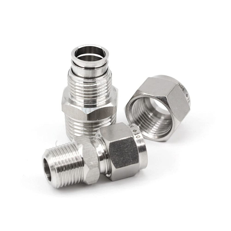 [Australia - AusPower] - Yoebor Stainless Steel 304 Compression Tube Fitting Straight Adapter Connector with Double Ferrules 3/8" OD x 1/8" NPT Male,Pack of 2 