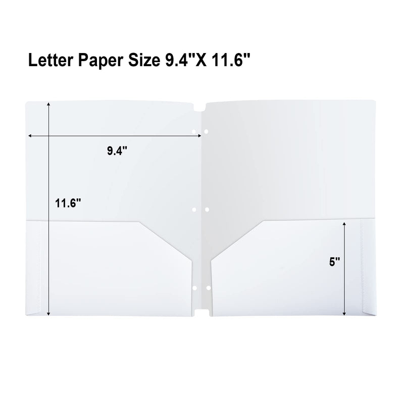 [Australia - AusPower] - Comix Plastic Folders with 2 Pocket and 3 Holes, Binder Folders with Pockets Hold Letter Size Paper for School and Office,12 Pack (A2140White) New White 