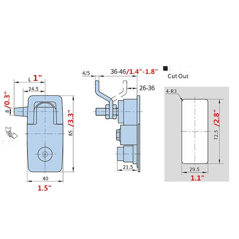 [Australia - AusPower] - WJSKDQ 2Pcs Compression Latch Flush Sealed Lever Latch Trigger Lift and Turn Adjustable Grip Matching Keys Powder Coated 