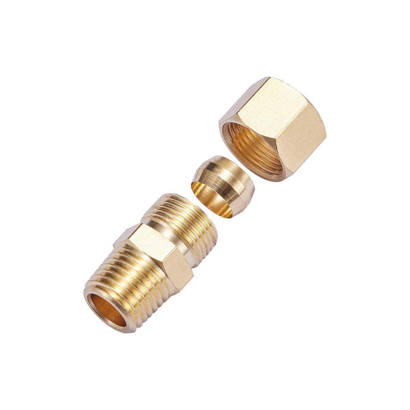 [Australia - AusPower] - ZKZX Brass Compression Tube Pipe Fitting Connector, Straight Coupling Adapter, 3/8" Tube OD x 1/4" NPT Male Connector 5pcs (3/8" OD Compression x 1/4" NPT Male) 3/8" OD Compression x 1/4" NPT Male 