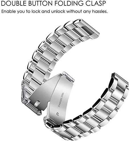 [Australia - AusPower] - OTOPO Metal Strap Compatible with Galaxy Watch 3 45mm Bands, 2Pack 22mm Metal Band + Mesh Loop Mesh Strap Bracelet Replacement for Samsung Galaxy Gear S3 Smartwatch Silver 