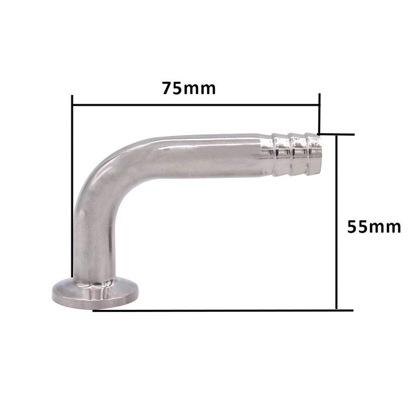 [Australia - AusPower] - DERNORD Sanitary Hose Barb Pipe Fitting 0.75" Tri Clamp (25MM Ferrule) 90 Degree Elbow (Tube OD: 1/2"/12MM (3/4 Tri-clamp)) Tube OD: 1/2"/12MM (3/4 Tri-clamp) 