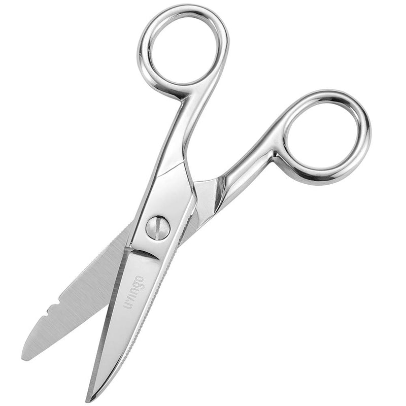 [Australia - AusPower] - LIVINGO 5-1/5 Inch Heavy Duty Electrician Scissors, Professional Forged Stainless Steel Electrical Shears with Notches for Industrial Stripping, Cutting Telecom Cable, Wire 