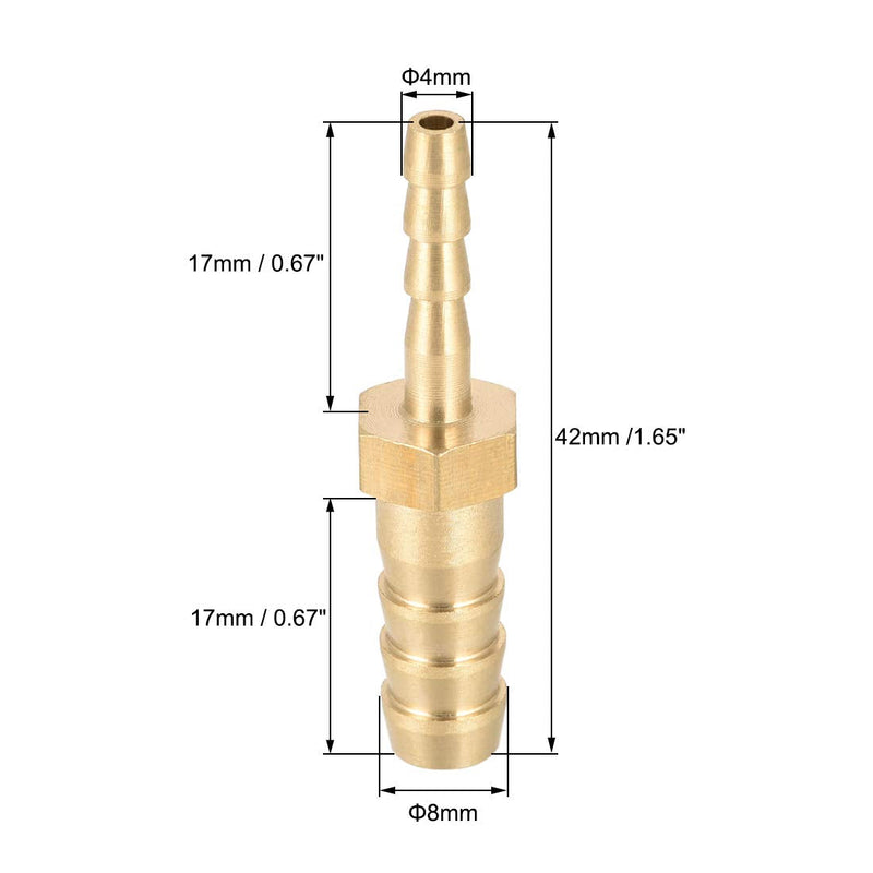 [Australia - AusPower] - uxcell Straight Brass Barb Fitting Reducer, Fit Hose ID 8mm to 4mm 
