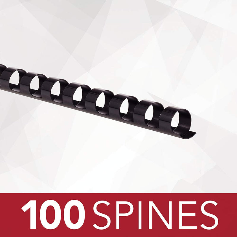 [Australia - AusPower] - GBC Binding Spines/Spirals/Coils, 3/8" Diameter, 55 Sheet Capacity, CombBind, Black, 100 Pack (4000044) 