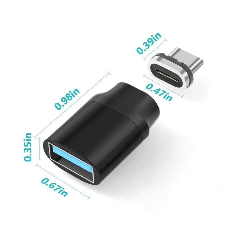 [Australia - AusPower] - USB C to USB Adapter 2 Pack, AUCON USB C to USB 3.0 Magnetic Adapter Compatible with MacBook Pro USB Hub Keyboard U Disk 5 Gbps Data Transmission 