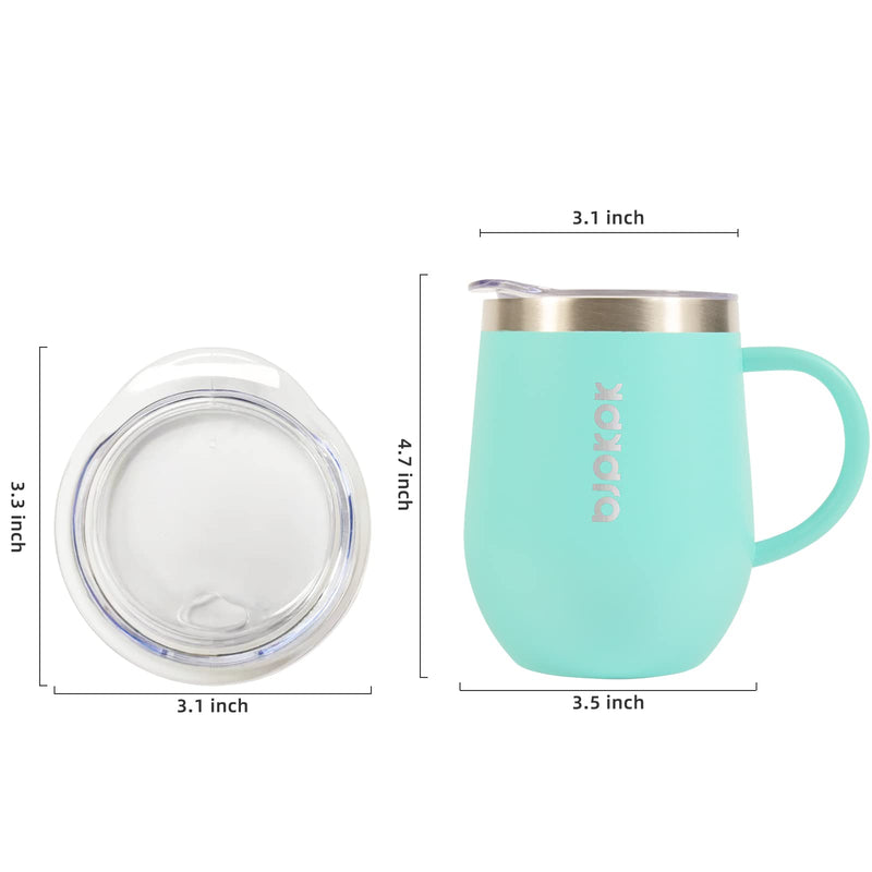 [Australia - AusPower] - BJPKPK 12 oz Stainless Steel Insulated Coffee Tumbler with Lid for Hot Drinks & Cold Drinks-2 Pack- Turquoise 