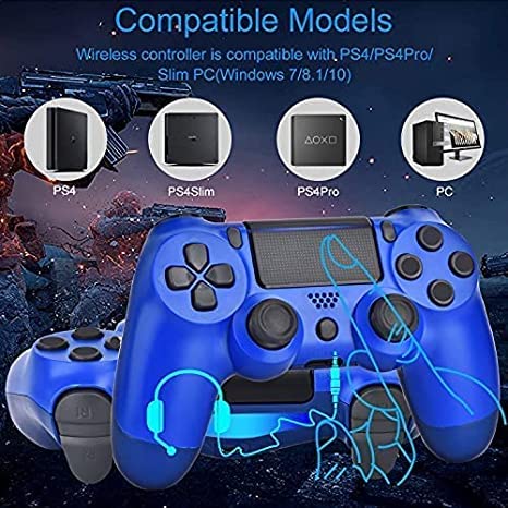 [Australia - AusPower] - AUGEX 2 Pack Game Controllers Compatible for PS4,Wireless Controller Work with Playstation 4 Console;AUGEX Remote Control with Two Motors Game Joystick (Berry Blue and Blue) Berry Blue 