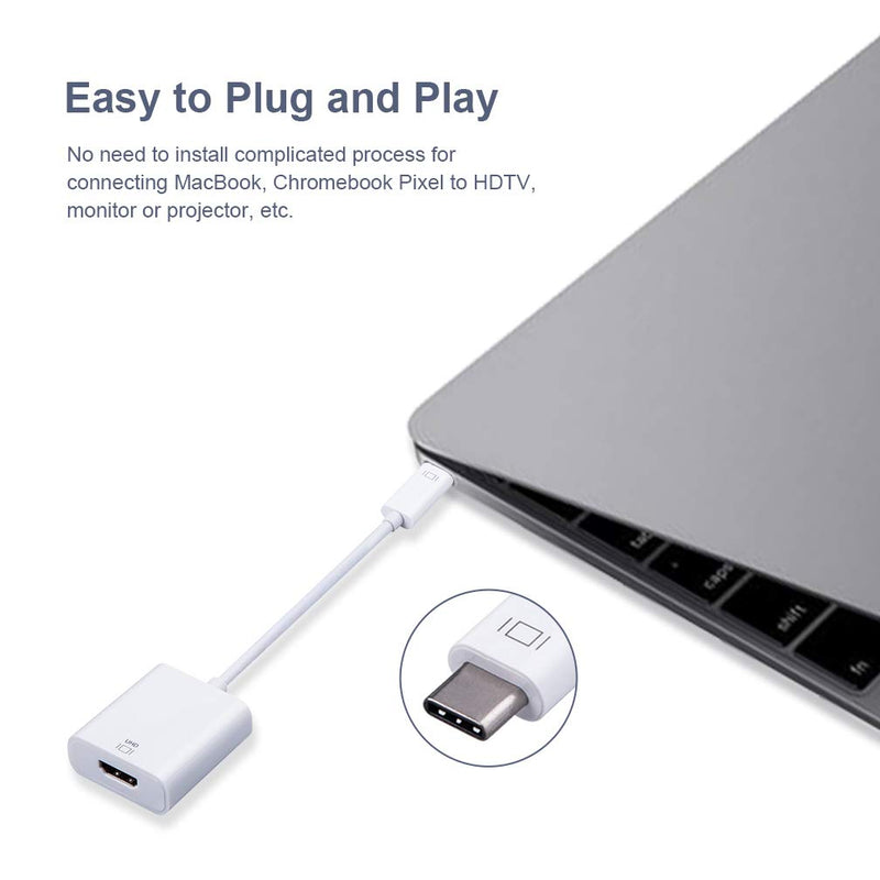 [Australia - AusPower] - USB 3.1 Type-C to HDMI Adapter, 1×Hdmi (4K×2K@60Hz), for USB C Supported Devices, for MacBook Pro/Chromebook Pixel to HDTV, Monitor or Projector，White 