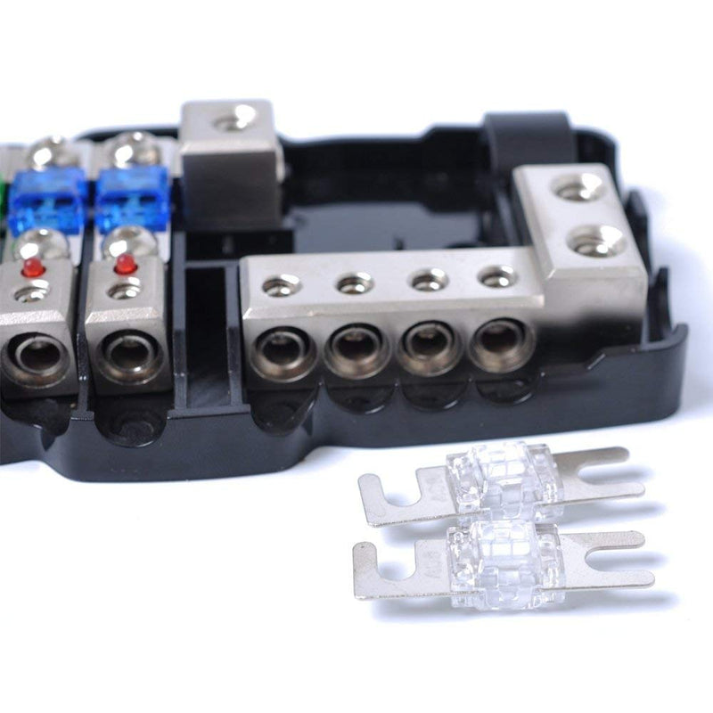 [Australia - AusPower] - TIYANG Camper Car Audio Distribution Fuse Block with Ground Mini ANL Fuse Box Distribution Block 0/4ga 4 Way Fuses Holder 30A 60A 80Amp Red LED Indicator 