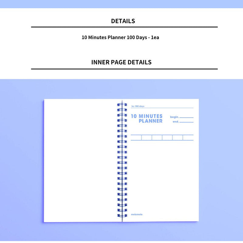 [Australia - AusPower] - [MOTEMOTE] 10 Minutes Planner 100 Days Color Chip (Serenity) / Study Planner/Planner 