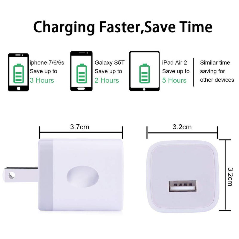 [Australia - AusPower] - USB Wall Charger, CableLovers 1A/5V 3-Pack Travel USB Plug Charging Block Brick, Charger Power Adapter Cube Compatible Phone Xs/XS Max/X/8/7/6 Plus, Galaxy S9/S8/S8 Plus, Moto, Kindle, LG White #1 