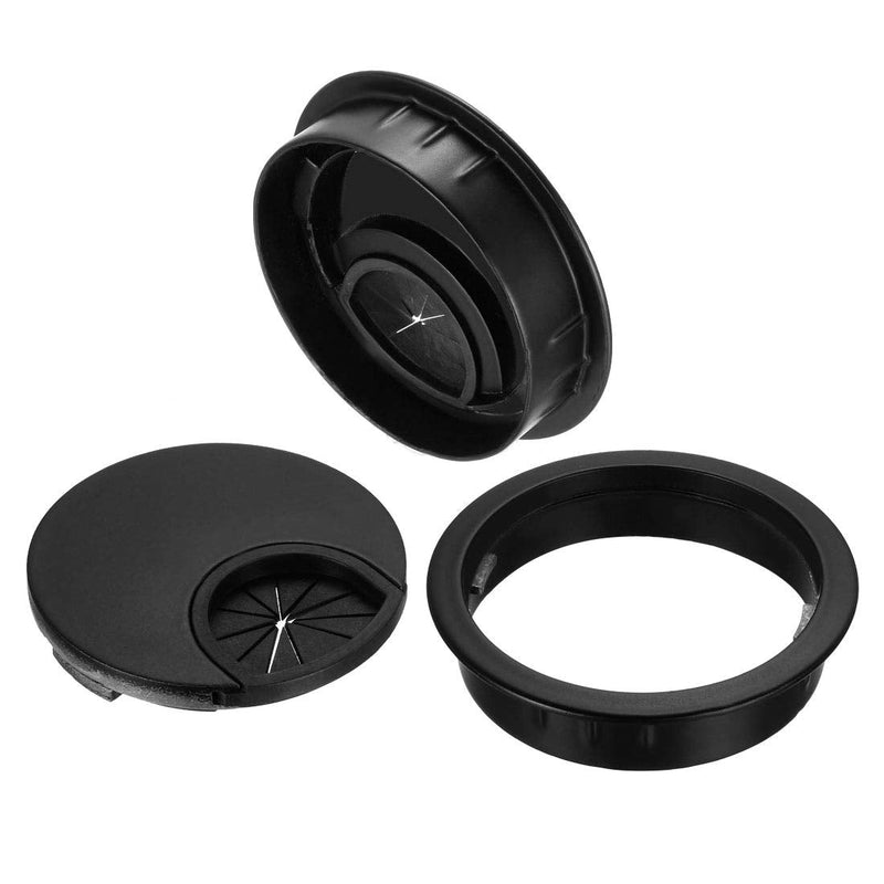 [Australia - AusPower] - uxcell Cable Hole Cover, 2.1inch Zinc Alloy Desk Grommet for Wire Organizer, 4 Pcs (Black) 2-1/8 Inch Black 