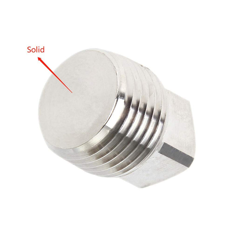 [Australia - AusPower] - Joywayus 3/4" NPT Male Pipe Plug Outer Square Head Thread Soild Stainless Steel Rods by CNC for Strength Socket Pipe Fitting(Pack of 2) Silver 3/4 NPT(Pack of 2) 