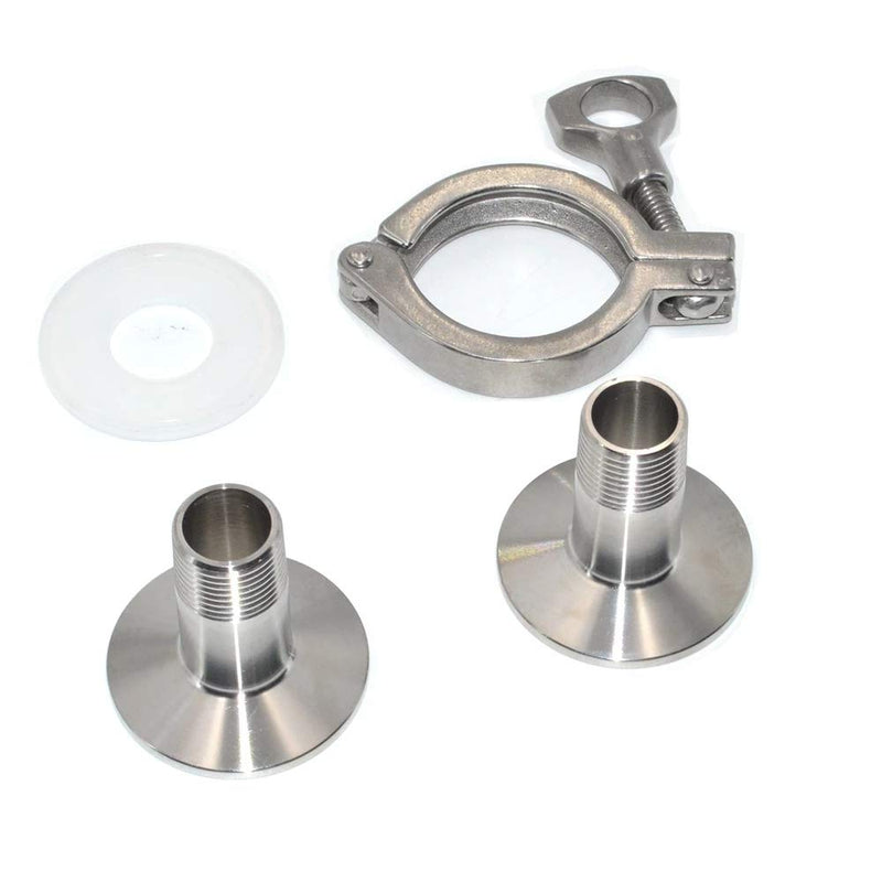 [Australia - AusPower] - Beduan Stainless Steel 3/4 Inch NPT Male Threaded Sanitary Pipe Fittings Tri Clamp Tri-clover Set with Silicone Gasket (Pipe Size: 3/4 Inch DN20) Male Threaded Pipe Size: 3/4 Inch 