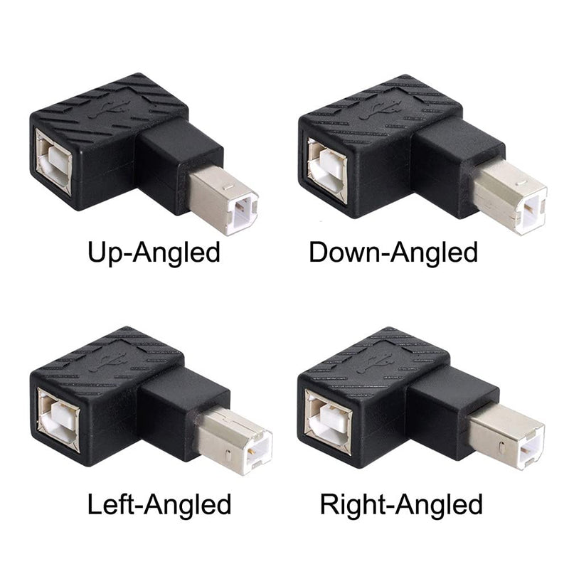 [Australia - AusPower] - Xiwai 4Pcs USB 2.0 B Type Male to Female Extension Adapter Horizontal Vertical Angled 90 Degree for Disk Scanner 