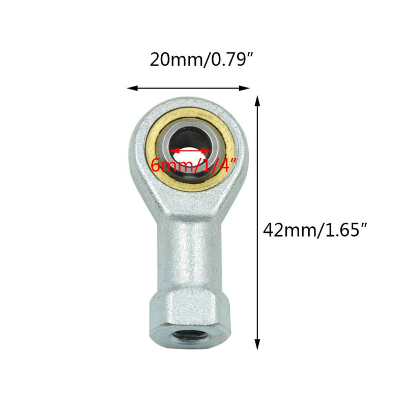 [Australia - AusPower] - PHITUODA 6mm Inside Dia Rod End Bearing Self Lubricating, M6 x 1.0 Female Thread Connector Joint, SI6T/K Rod End Ball Bearing, Pack of 4 Bronze 