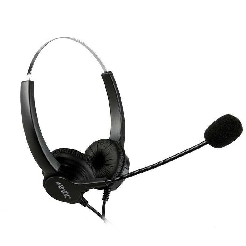 [Australia - AusPower] - AGPTEK Hands-Free Call Center Noise Cancelling Corded Binaural Headset Headphone with 4-Pin RJ9 Crystal Head and Mic Microphone for Desk Phone - Telephone Counselling Services, Insurance, Hospitals 4-Pin RJ9 Binaural Headset 