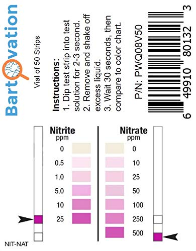 [Australia - AusPower] - Nitrite 0-25 ppm, Nitrate 0-500 ppm Two Pad Test Strip [Vial of 50 Strips] 