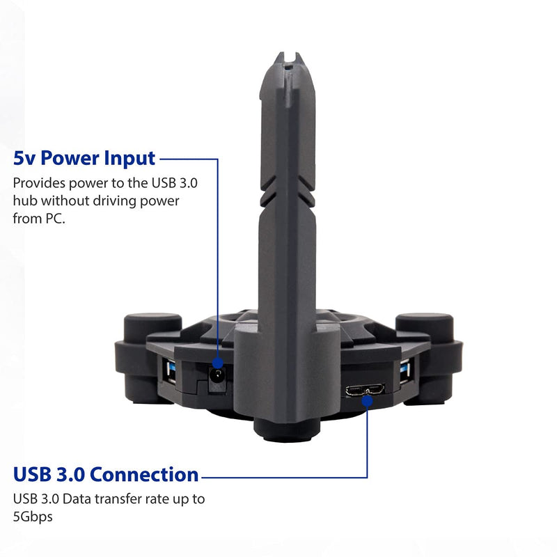 [Australia - AusPower] - Narfi Gaming Mouse Bungee Stand - Blue LED - 4 Port USB 3.0 Hub with Active Power - AC 5V Power Adapter Is Included - PC; Mac; Linux 