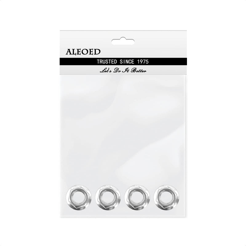 [Australia - AusPower] - ALEOED 4 Pieces M12 x 1.25mm Pitch Serrated Flange Nut Hex Lock Nuts, Metric Fine Pitch, Stainless Steel 304 