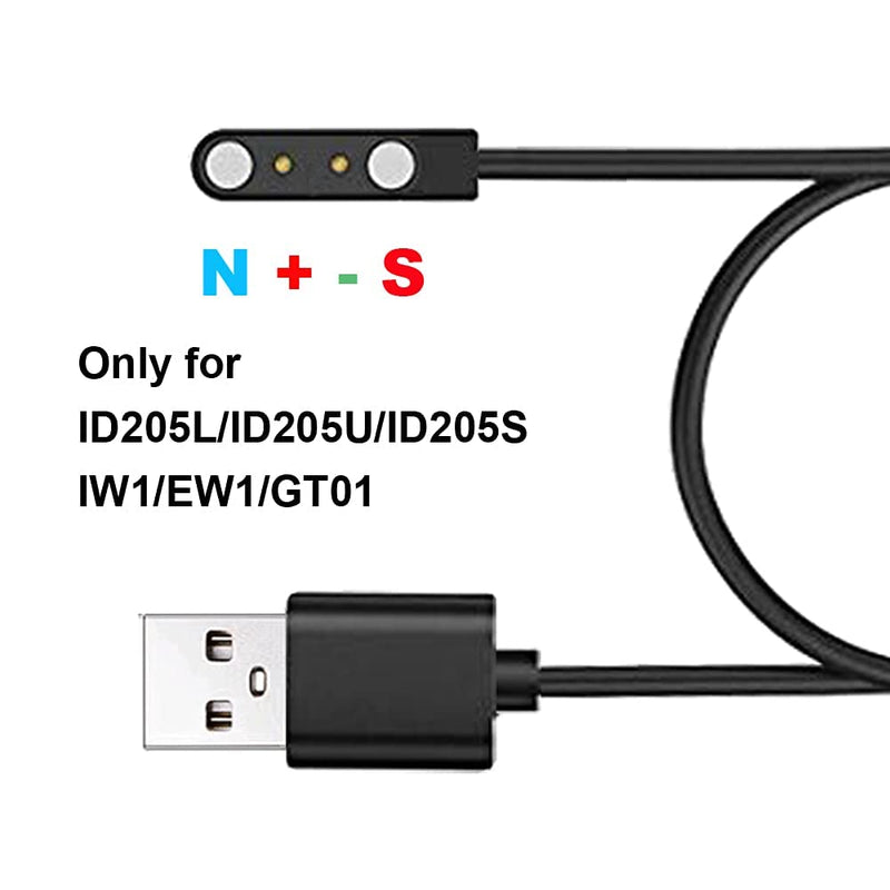 [Australia - AusPower] - smaate Chargers 2-Pack, ONLY for ID205L ID205U ID205S ID205G FC1 Veryfitpro Smart Watch, and IW1 EW1 GT01 ID206 C16 C17 A3_112, Compatible with TOZO S2, Magnetic, Replacement Charging Cables A+A Type 