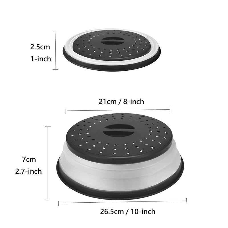 [Australia - AusPower] - Collapsible Microwave Splatter Cover Microwave Cover for Food Fruit Drainer Basket,BPA-Free Dishwasher Safe 10.5 inch (GREY) Grey 