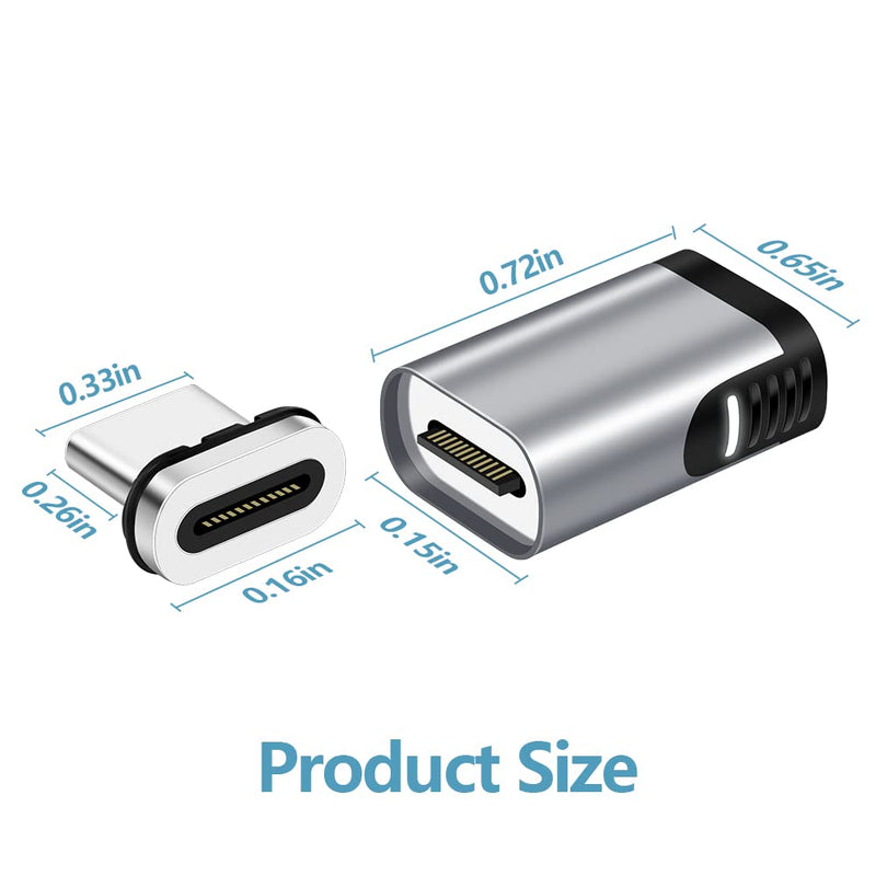 [Australia - AusPower] - Magnetic USB C Adapter 24 Pin Mini Magnetic USB C Adapter Straight Male to Female Connector 100W PD Fast Charge 20Gbs Data Transfer USB3.1 
