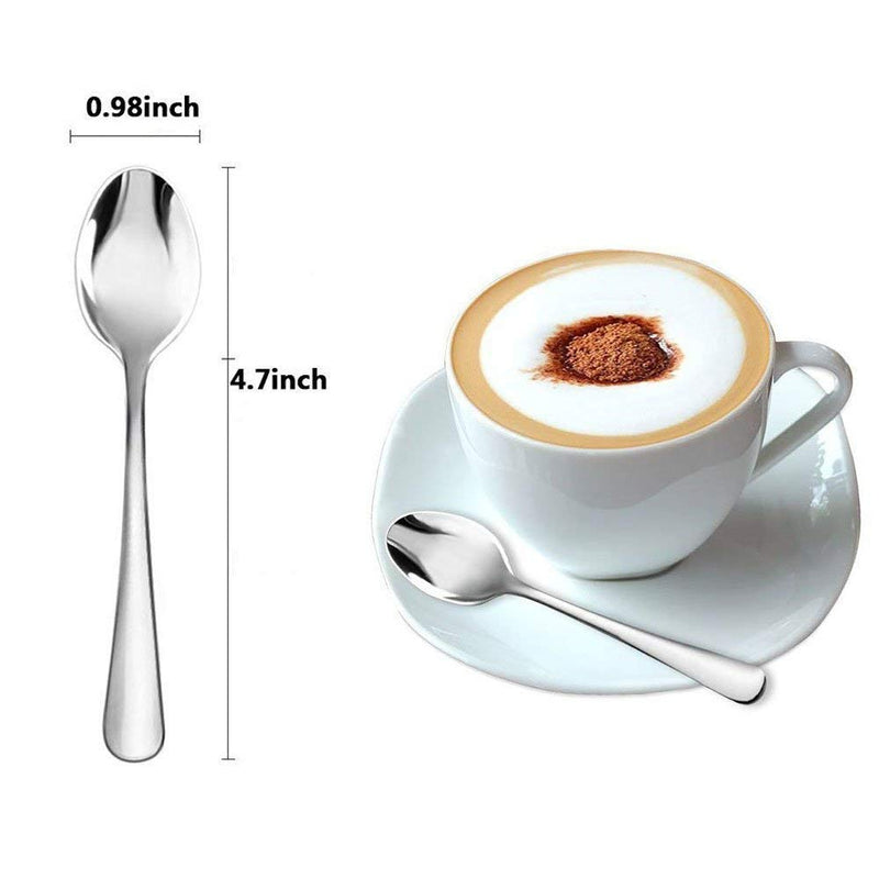 [Australia - AusPower] - Demitasse Espresso Spoons, Mini Coffee Spoon, 4.7 Inches Stainless Steel Small Spoons for Dessert, Set of 6 Silver 