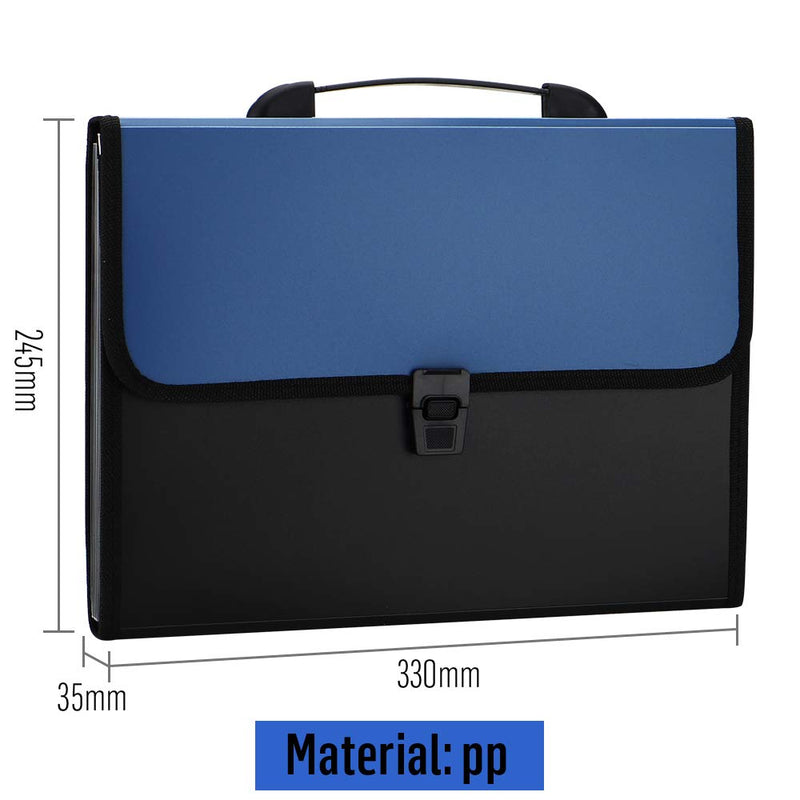 [Australia - AusPower] - Expanding File Folder with Handle, 2019 New 13-Pocket Plastic Expandable File Organizer, A4 Size Waterproof & Durable Accordion File Organizer for School, Office（Deep Blue） Deep Blue 