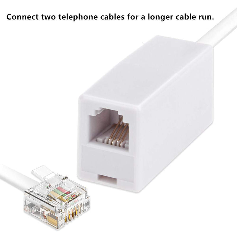 [Australia - AusPower] - RJ11 Coupler, 2 Pack Telephone Phone Line Connector Coupler RFAdapter RJ11 6P4C Inline Keystone Jack Female to Female Straight Telephone Cable Cord Extension Adapter White 