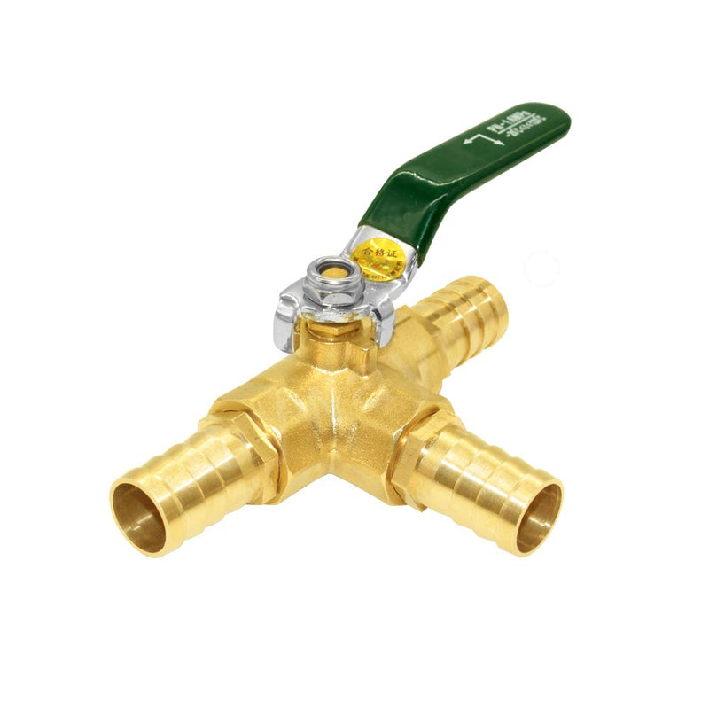 [Australia - AusPower] - Joywayus 3 Way Shut Off 1/4" Thread Ball Valve with 3/8" Hose Barb T Shaped Brass Fitting One Switch 