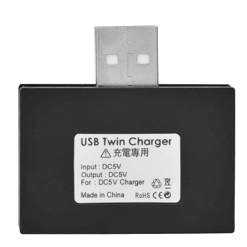[Australia - AusPower] - Mini Hub USB2.0 Male to 2-Port USB Twin Charger Splitter Adapter Converter Kit for Mobile Phone/ Laptop (Black) Black 
