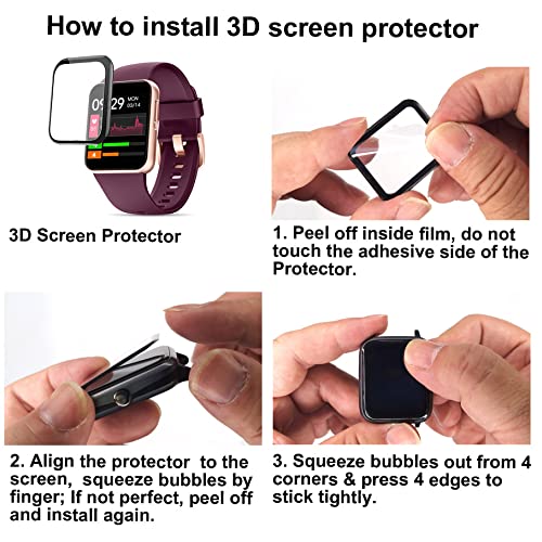[Australia - AusPower] - smaate Screen Protector for N29, Compatible with GRV, ZOSKVEE, HolaDream InxFit N29 1.4inch smartwatch, 3-Pack, Square, 3D Full Coverage, Curved Edge frame, Anti-shatter, Anti-scratch 