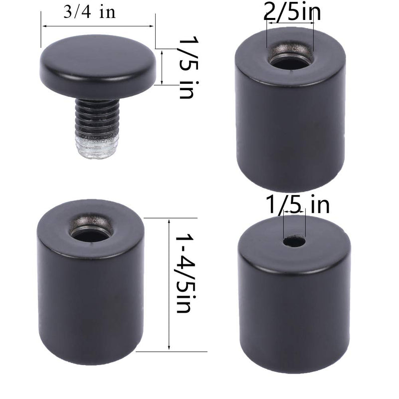 [Australia - AusPower] - Osring 3/4 x 2 Inch Sign Standoff Mounting Hardware, Black Screw Standoffs Wall Supporting Acrylic Board, Glass Panel and Plexiglass Picture, 8 Pack 3/4"x2" 