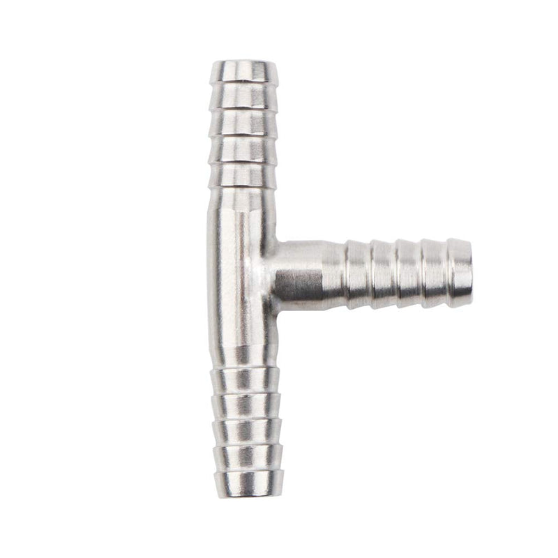 [Australia - AusPower] - Beduan Stainless Steel 1/4" Hose Barb, 3 Way Tee T Shape Barbed Co2 Splitter Fitting 1/4” x 1/4” x 1/4” 