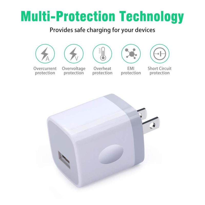 [Australia - AusPower] - One Port Wall Charger,2 Pack Ehoho 1A Single Port USB Charging Block Cube Compatible for iPhone 12 11 XR XS Max 8/7/6S Plus SE/5S,Samsung S21 Ultra 5G S10 S10 Plus S10e S9 S8, LG, HTC, Sony, Motorola 
