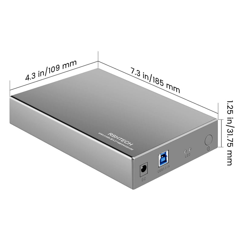 [Australia - AusPower] - Hard Drive Enclosure RSHTECH USB 3.0 to SATA Aluminum External Hard Drive Dock Case for 3.5 inch HDD SSD up to 16TB Drives, Support UASP (RSH-339) USB 3.0 Enclosure 