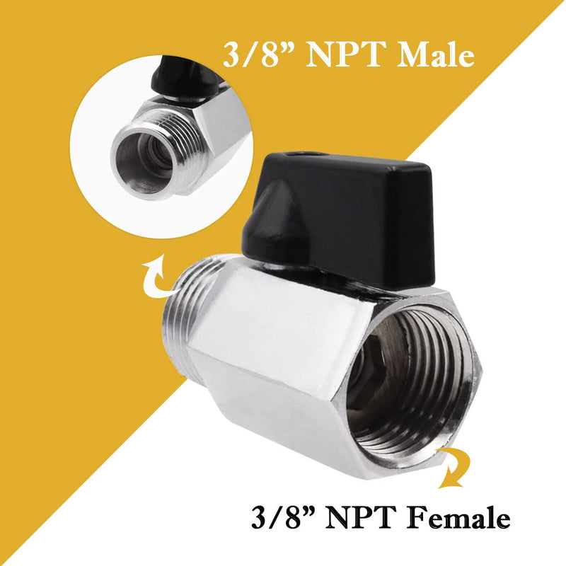 [Australia - AusPower] - Tnuocke 2pcs Mini Ball Valve 1/2" NPT Female x Male Thread,Heavy Duty Ball Valve Shut Off Switch with Polished Chrome Finish H-055-1/2NPT-1/2NPT 