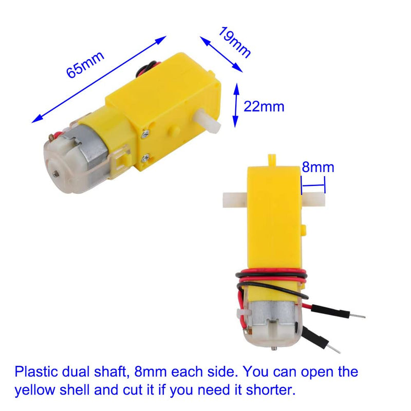 [Australia - AusPower] - Wishiot 2pcs L298N Motor Driver Board Control Module with 4pcs TT Motor Kit DC Gearbox Motor Soldered with 2Pin Male Dupont Wire Dual Shaft DC3-6V Ratio 1:48 200rpm 
