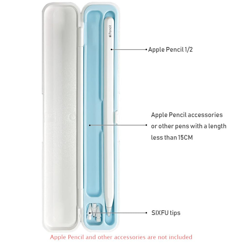 [Australia - AusPower] - SIXFU Case for Apple Pencil 2nd Generation/Apple Pencil 1st Generation, Storage Cover Accessories Design for iPad Stylus Pen(White+Blue) Universal 